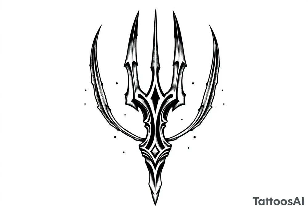 trident with cool background tattoo idea