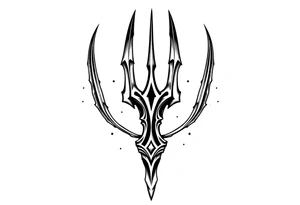trident with cool background tattoo idea