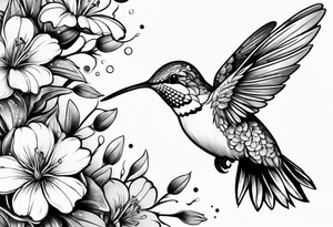 hummingbird and flowers tattoo idea