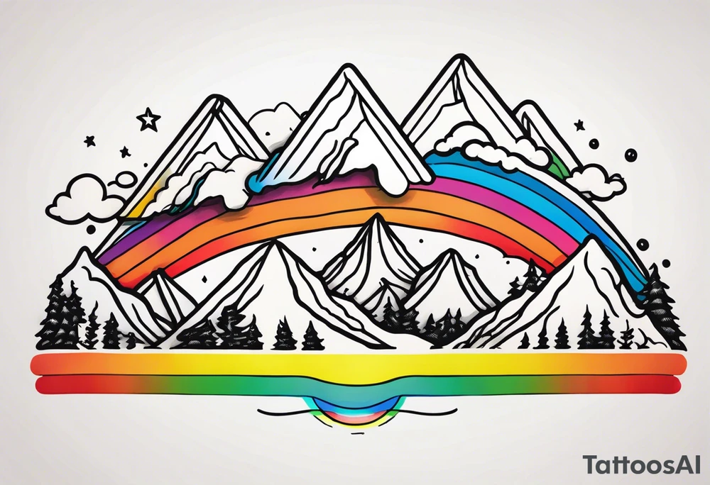 Rainbows and mountain ridges tattoo idea