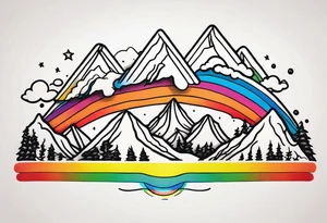 Rainbows and mountain ridges tattoo idea
