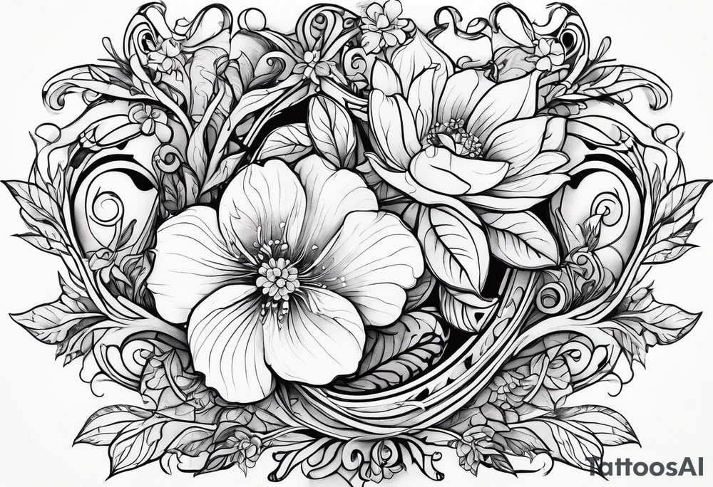 Long Vines With Flower tattoo idea