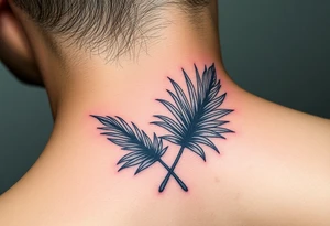 large woven palm leaves tattoo idea
