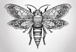 cicada on top of red lace tattoo idea