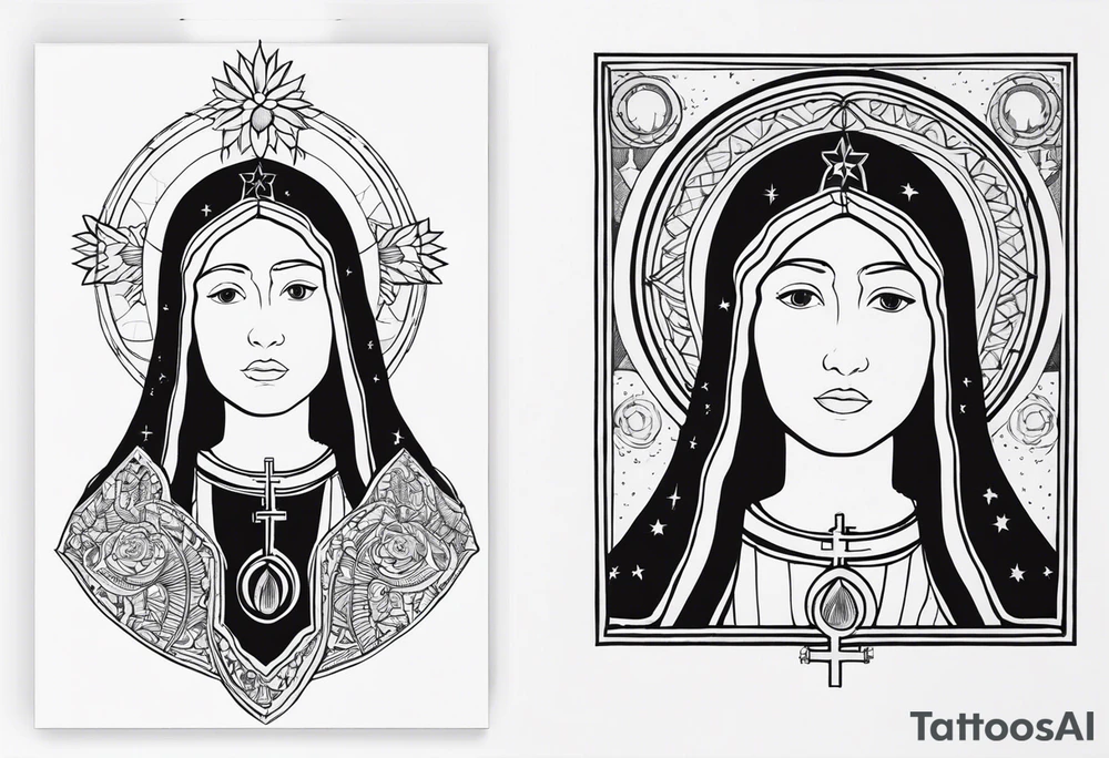 Totus tuus with image of Our Lady of Aparecida tattoo idea