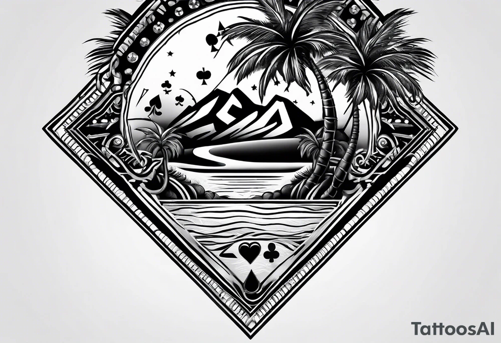 ROULETTE casino card games dice sun palm tree tattoo idea