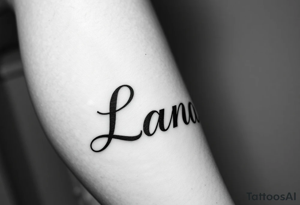 the name Lana going from my knee to my ankle the back of my leg with something cute tattoo idea