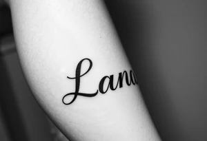 the name Lana going from my knee to my ankle the back of my leg with something cute tattoo idea