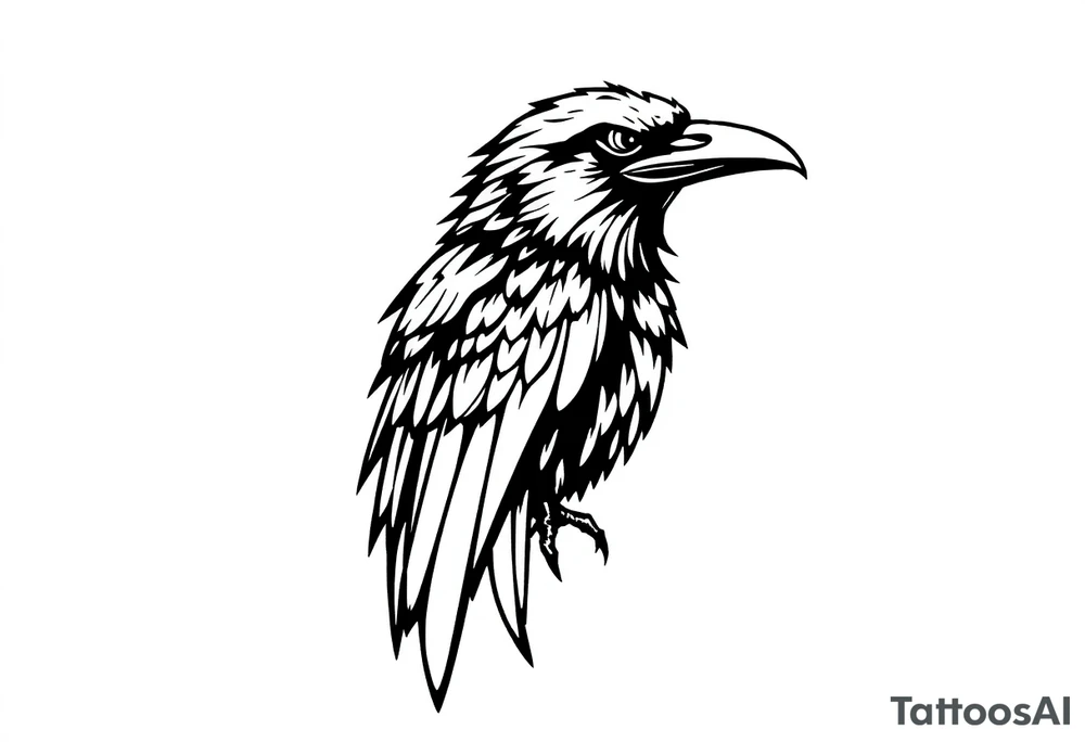 linear abstract raven tattoo idea