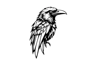 linear abstract raven tattoo idea