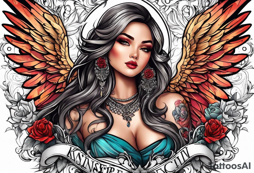 Kieanna with angel wings tattoo idea