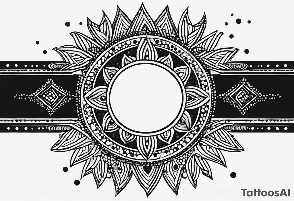 simple sun made of black dots and circles tattoo idea