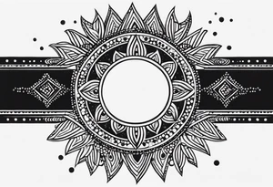 simple sun made of black dots and circles tattoo idea