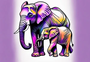 Elephant passing lilacs to a baby Elephant tattoo idea