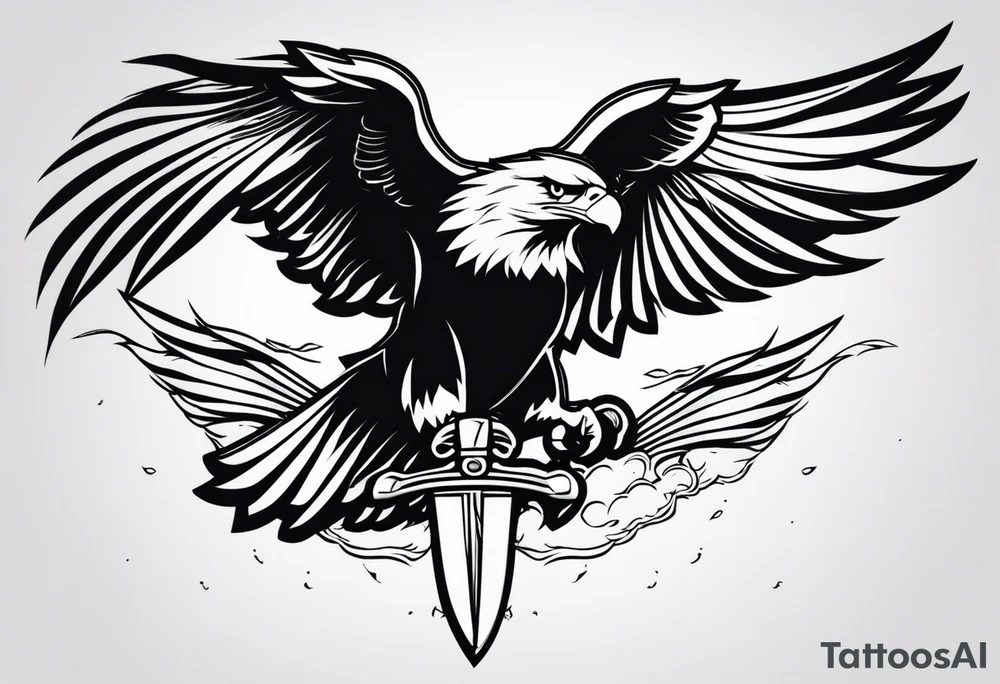 Eagle swooping with sword tattoo idea