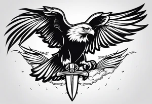 Eagle swooping with sword tattoo idea