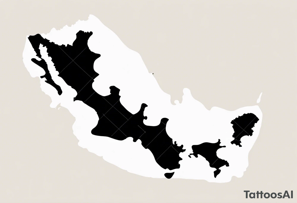 The outlines of the North and South Islands of New Zealand are clearly recognizable. A fine, dotted, or gently curved line represents the "Te Araroa" trail, winding through the islands. A small but delicate silver fern or wind grass or moutains or something else that reminds me of the beautiful nature of new zealand is integrated, possibly complementing the island contours tattoo idea