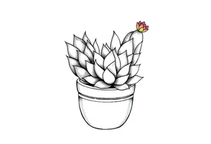 cute cacti and succulent in a pot tattoo idea