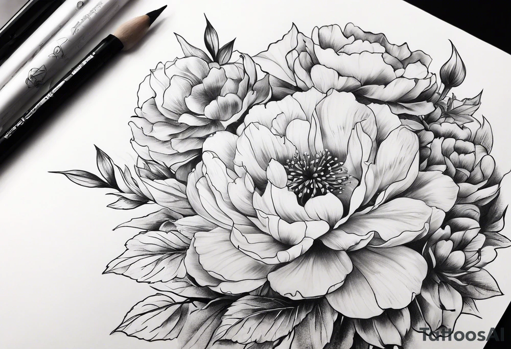 真爱永不消亡 Written within flowers tattoo idea
