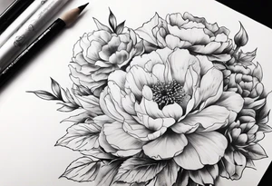 真爱永不消亡 Written within flowers tattoo idea