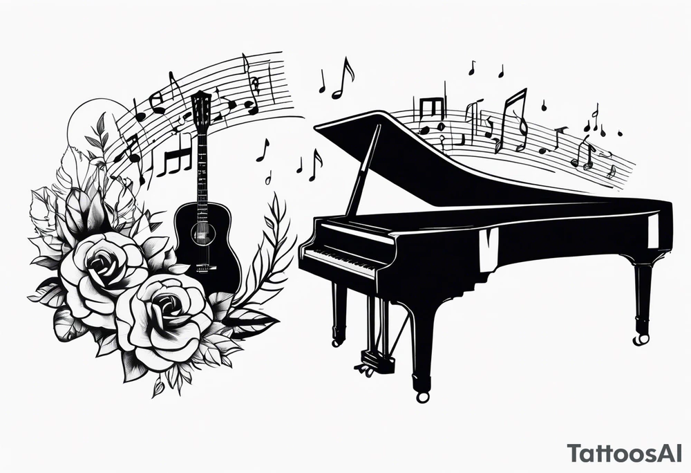 Music with guitar and piano and vocals tattoo idea