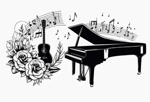 Music with guitar and piano and vocals tattoo idea
