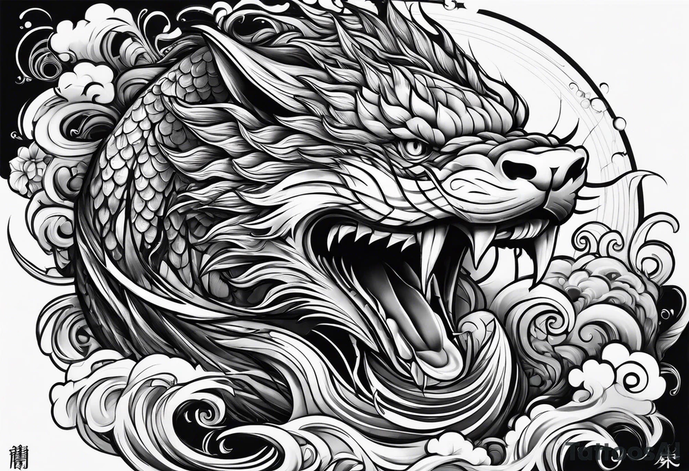 thick water neojapanese tattoo idea
