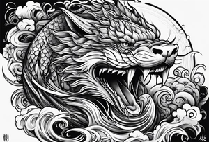 thick water neojapanese tattoo idea