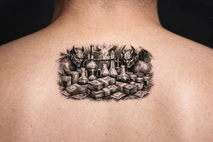 Meth lab with demons and money tattoo idea