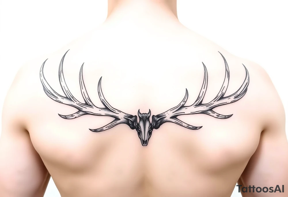 A line of 5 elk antler sheds and 3 deer antler sheds that go all directions tattoo idea