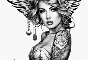 Swallow with rosary on its legs tattoo idea