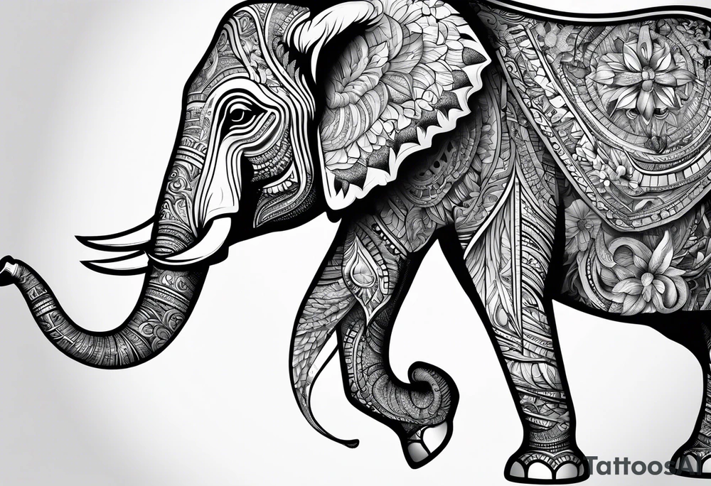 Compass held in an elephant's trunk tattoo idea