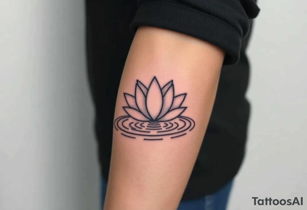 serene lotus flower emerging from sacred waters with ripples tattoo idea
