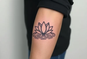 serene lotus flower emerging from sacred waters with ripples tattoo idea