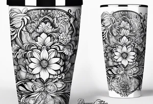 20 oz tumbler, personalized, fantasia, flowers, dreamscape tattoo idea