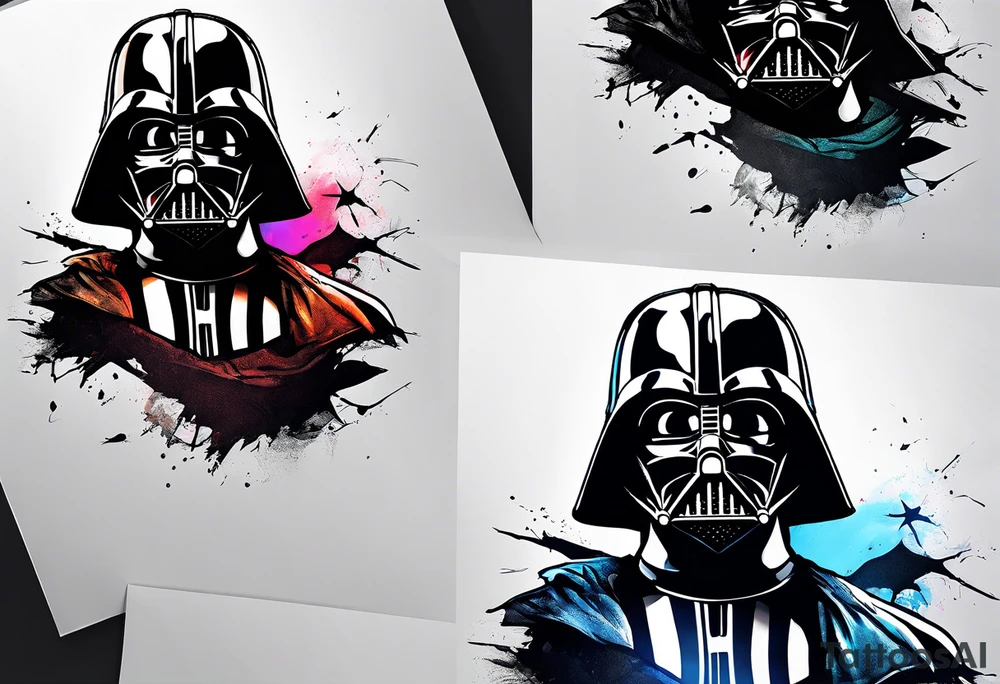 Darth Vader with broken helmet showing real face tattoo idea
