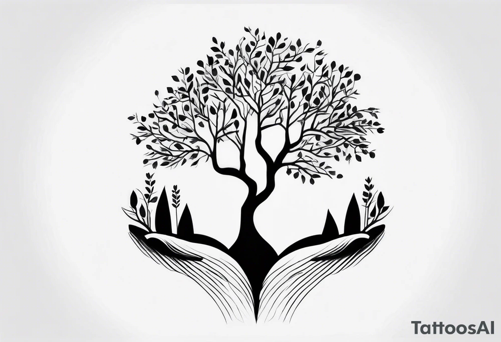 tree in the shape of a hand tattoo idea