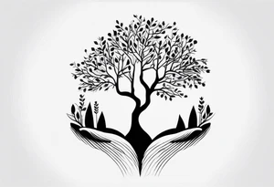 tree in the shape of a hand tattoo idea