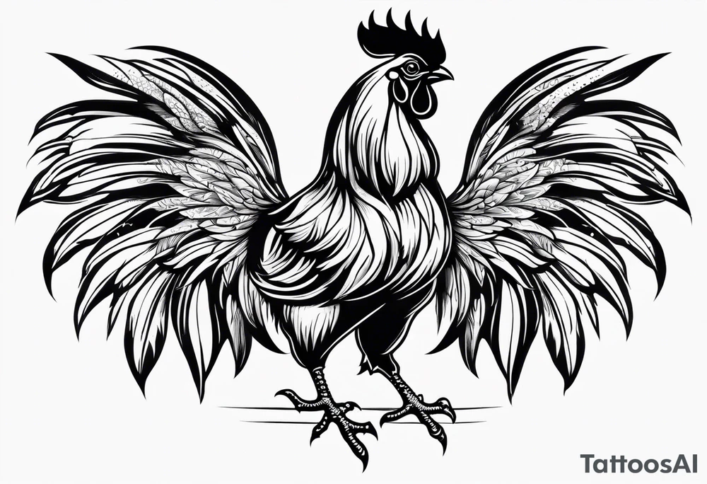 traditional style rooster flash tattoo idea