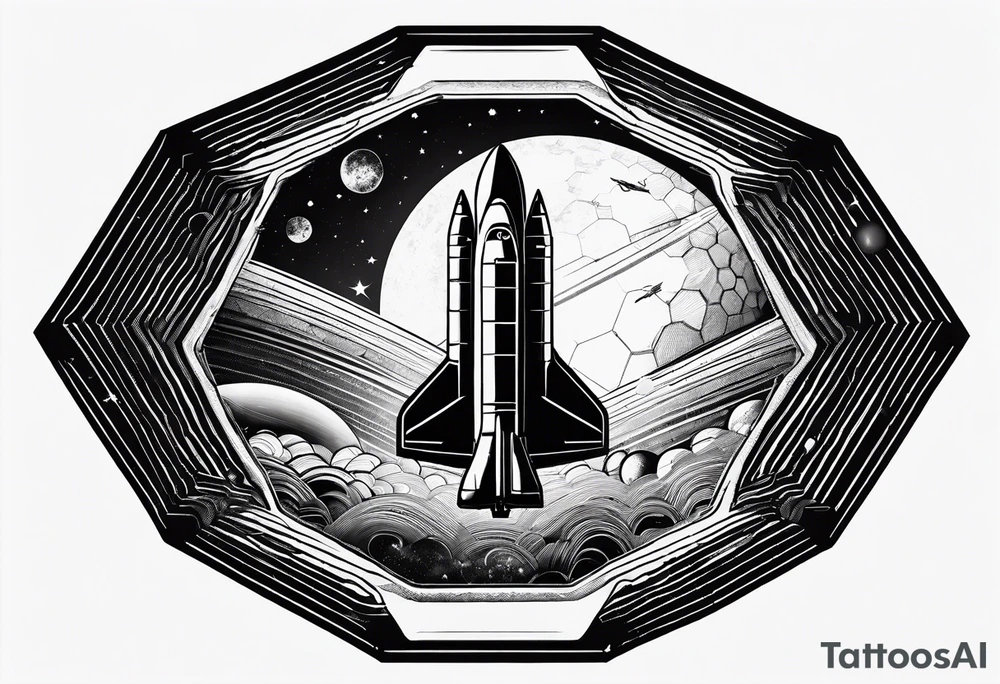 hexagon pattern solar system vertically aligned with a space shuttle tattoo idea hexagon pattern solar system vertically aligned with a space shuttle tattoo idea