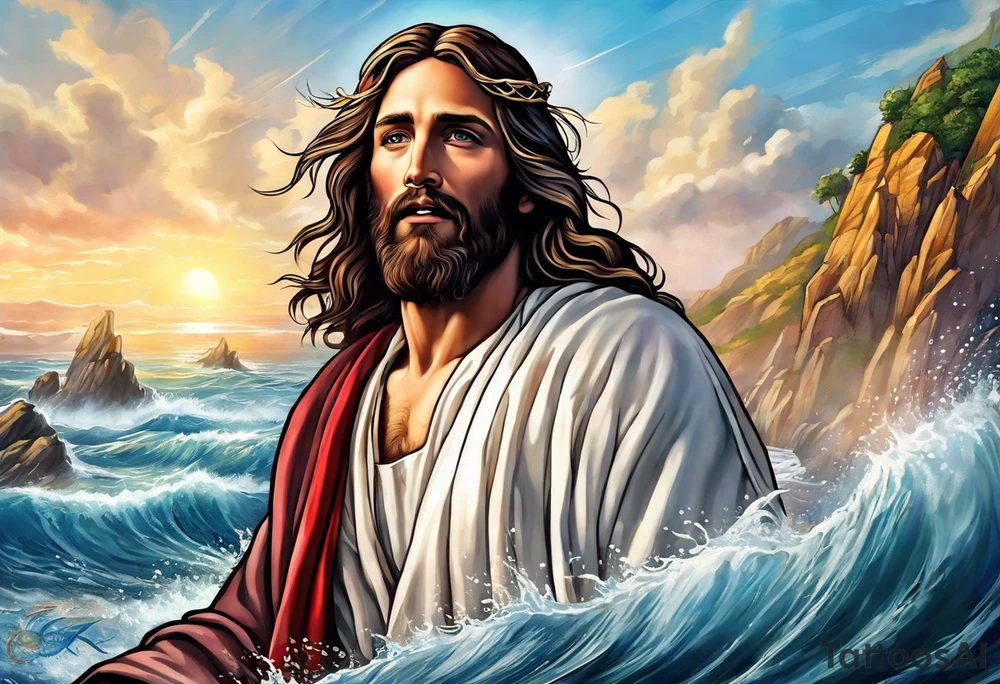 Jesus calming the sea tattoo idea
