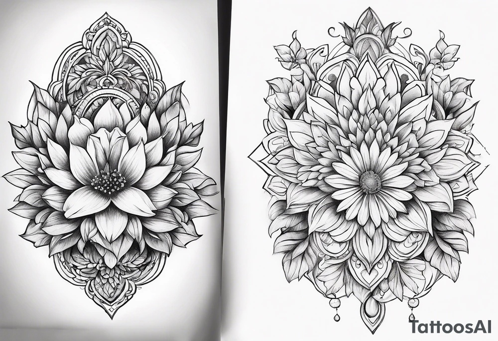 ornaments of flowers tattoo idea