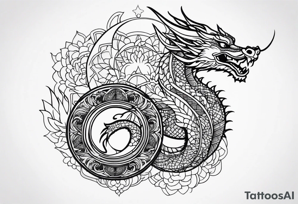 Mandala Wrapped Dragon tattoo idea