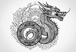 Mandala Wrapped Dragon tattoo idea