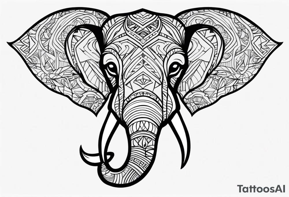 Tribal elephant face with patterns tattoo idea