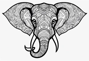 Tribal elephant face with patterns tattoo idea
