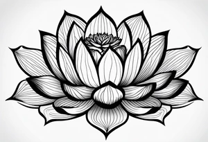 a masculine line drawing of a lotus flower with a yin yang in the flower tattoo idea