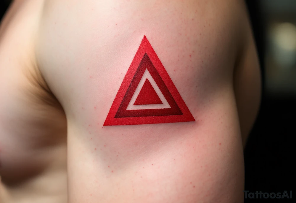 A red triangle with sharp edges and a matte center, symbolizing passion and power. tattoo idea