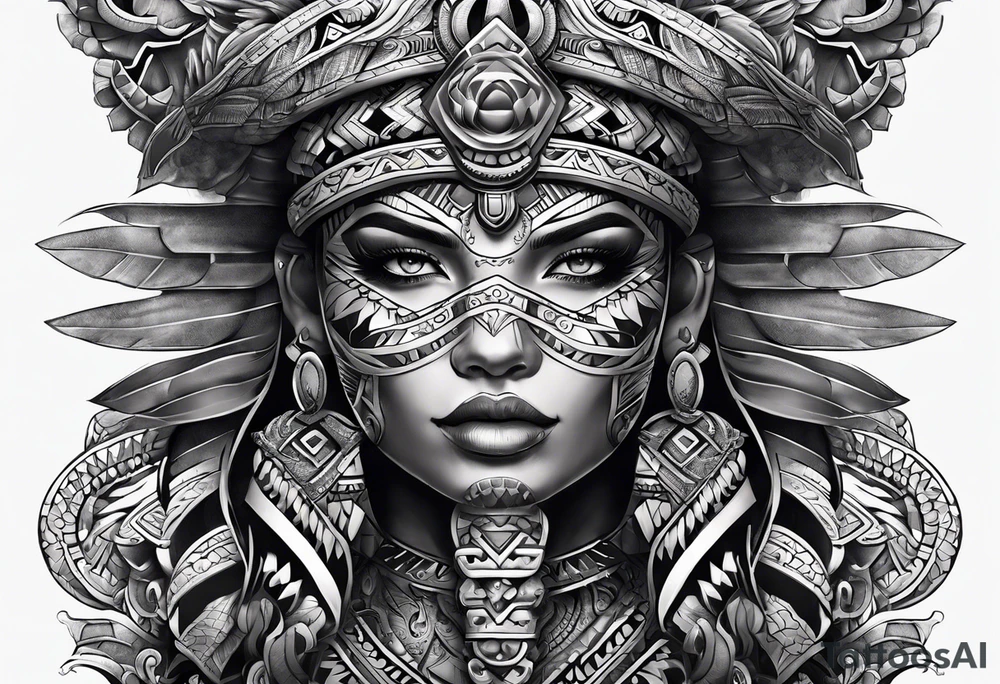 aztec snake sleeve tattoo idea