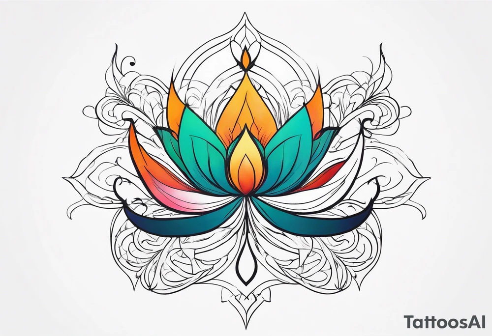 one tattoo that combines lotus flower, phoenix and helix tattoo idea